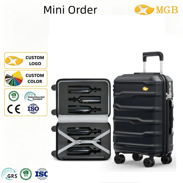 PC Hard Shell Light Weight Durable Wine Spinner Wheels TSA Approved Luggage Travel Case 6-12 Bottles Custom Logo Available