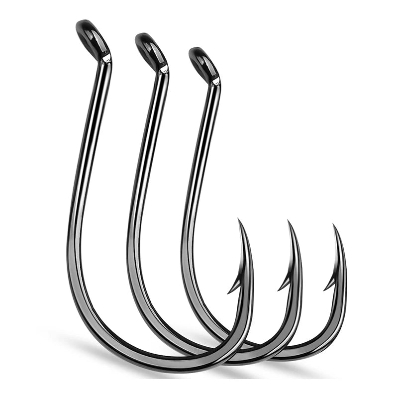 WEIHE 1/0#-5/0# 20pcs/bag High Carbon Steel Single Hook Barbed Fishing Hook for Freshwater and Saltwater