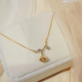 French Vintage Elegant Fashion 925 Sterling Silver Chain Zircon Rose Flower Pendant Necklace for Women Girls