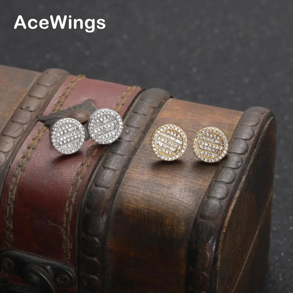 E022 Cubic Zirconia Earrings Brass Setting Cz Stud Earrings Hip Hop Bling Blilng Iced Out