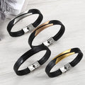 Personalized Stainless Steel Adjustable Braided Love Plain Bent Bar Leather Bracelet for Best Friend
