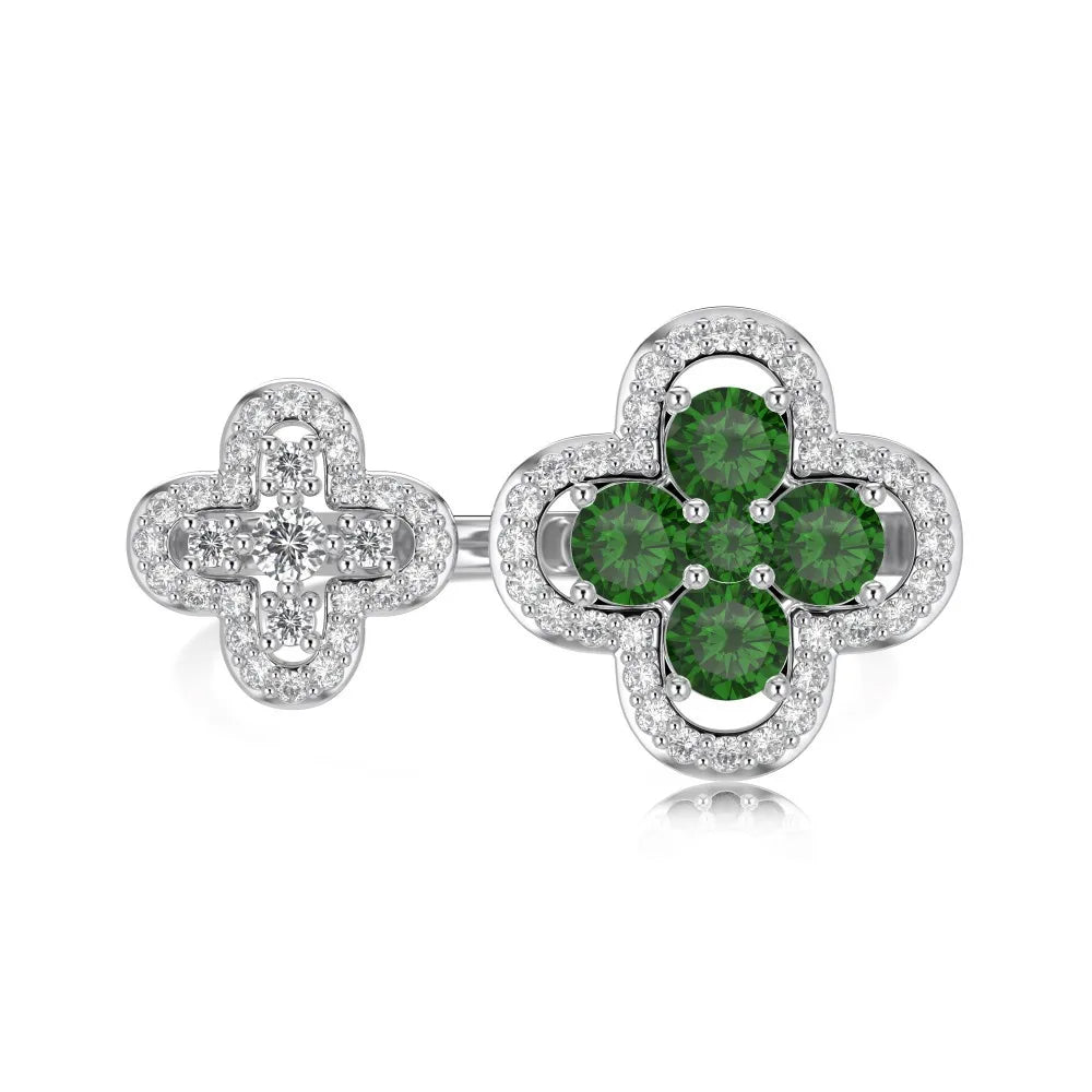 2024 Round Cut White Sapphire Colorful Emerald 925 Sterling Silver Halo Engagement  Stacking Rings Engagement Jewelry
