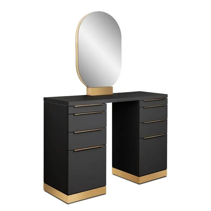 Double Sided Mirror Salon Styling Station Dressing Table With Mirror for Beauty Salon