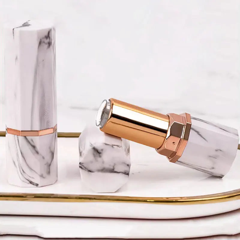 Mini Cosmetic Container Refillable Lipstick Tube High-end Octagonal Marble Lipstick Container