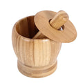 Wooden Mortar Pestle Garlic Press Ginger Crusher Pot Herb Spice Mixing Grinding Crusher Grinding Bowl Mortar Pestle Set