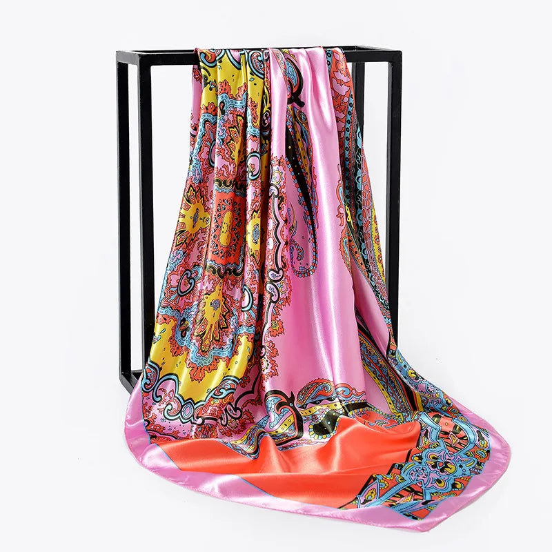 New Cashew Flower Pattern Women's 90 * 90cm Square Scarf Silk Shawl Wholesale Headband