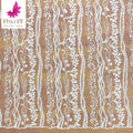 Elegant Classic White Sequins Line Flower Embroidery Lace French Embroidery Fabric HY1358