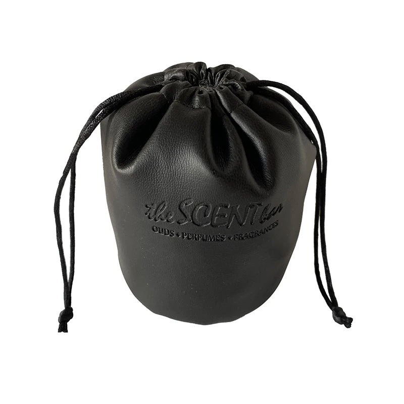 Custom Emboss Logo Round Bottom Black Leather Makeup Pouches PU Scent Bottle Bags