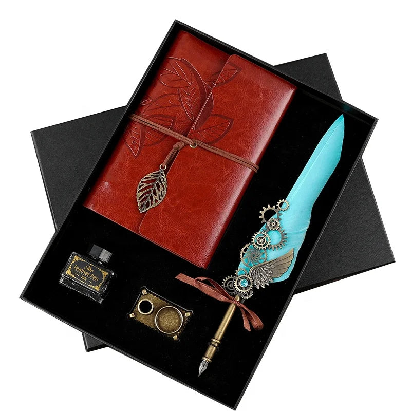 Yihuale Retro Vintage Calligraphy Feather Dip Pen Writing Ink Set Stationery Quill Fountain Pens Creative Vintage Pen