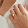 EManco Classic Minimalist Exquisite Blank Gold Plated Oval Ring Delicate Oval Ring for Women Gifts