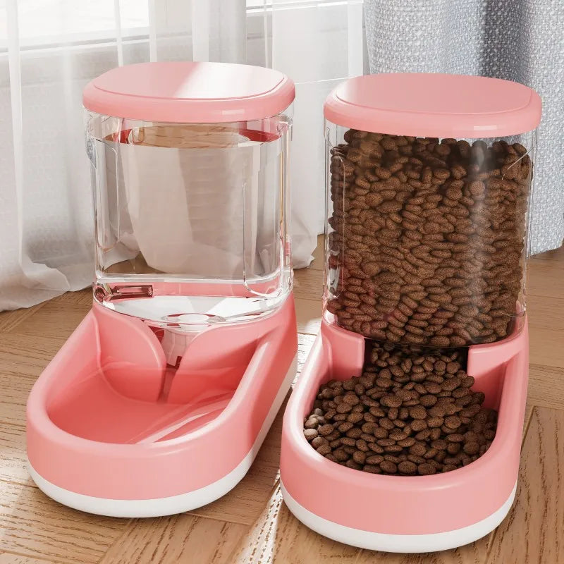 Automatic 3.8L Capacity Gravity Pet Feeder for Small Medium Pets Rounded Bowl Shape  Plastic Material