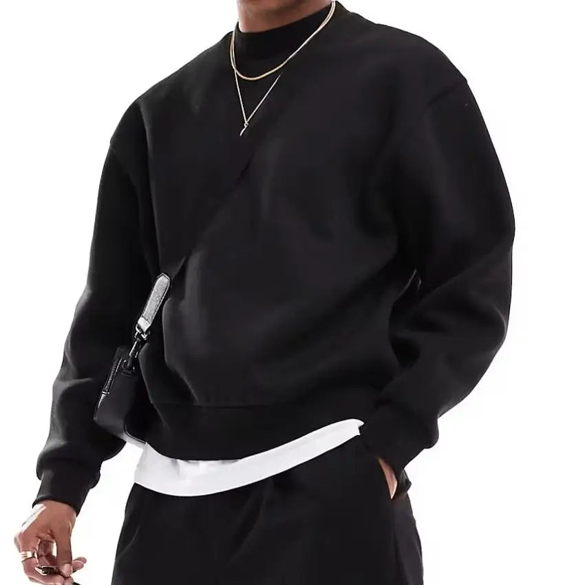 Plus Size Man Unisex Crew Neck Heavy Weight French Terry Cotton Sweatshirt Sweat Shirt High QualitPullover Sweatshirt Men