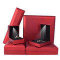 Custom logo White Lamp Jade Gift Storage and case Pendant Necklace Earing Led Light Ring Jewelry Box with Led Light