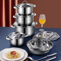 Hot Selling Modern Kitchen Stainless Steel 15-Piece Cookware Set with Milk Soup Pot Dishwasher Safe & Eco-Friendly