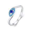 Solid 925 Sterling Silver Turkey Evil Eye Ring for Women Blue Cubic Zircon Wedding Rings Lucky Jewelry Girl Birthday Gift SCR947