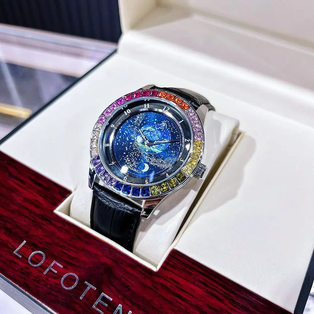 AOKULASIC Mechanical Watch for Men Luxury Brand Dial Rotating Luminous Star Wrist Fashion Clock Reloj Hombre 2023 NEW  Watch