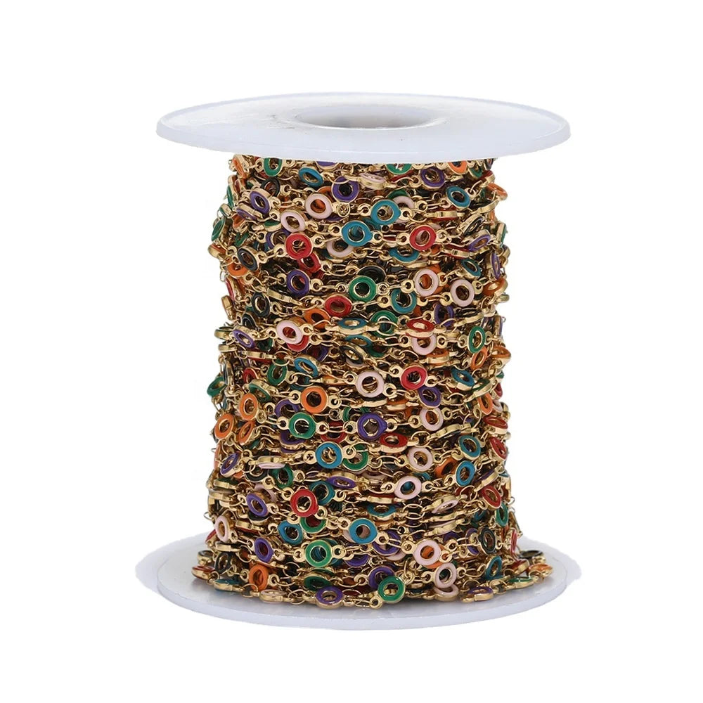 4.5mm Circle Color Drop Oil Handmade Chains for Necklace Bracelet Supply Discover Jewelry Making Accessories Findings