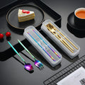 Customizable Logo Rose Shaped Travel Cutlery Set Stainless Steel Spoon Fork Chopsticks Portable Cutlery Set