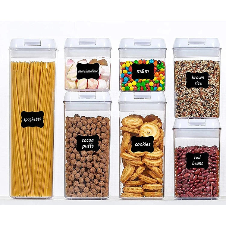Multiple Size Stackable Eco-Friendly Kitchen Pantry Organizer BPA-Free 7 Pcs Set Airtight Plastic Food Storage Container