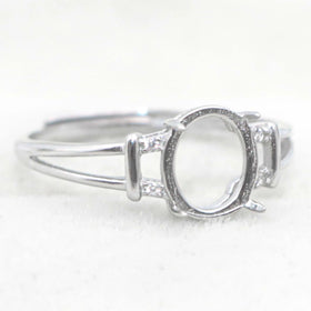 Sterling Silver 7*9mm Semi Mount Ring Empty Frame Blank Support Claw Setting S925 Base Holder Without Center Stone for DIY Inlay