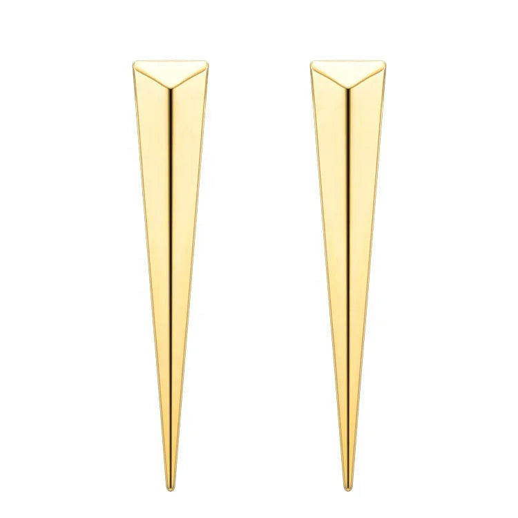 Latest High Quality 18K Gold Plated Stainless Steel Jewelry Punk Triangle Long Earring Ear Studs Dangle E5151
