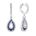 Customize New Arrivals 925 Sliver Blue Cz Gemstone Water Drop Shape Dangle Earrings With Cz