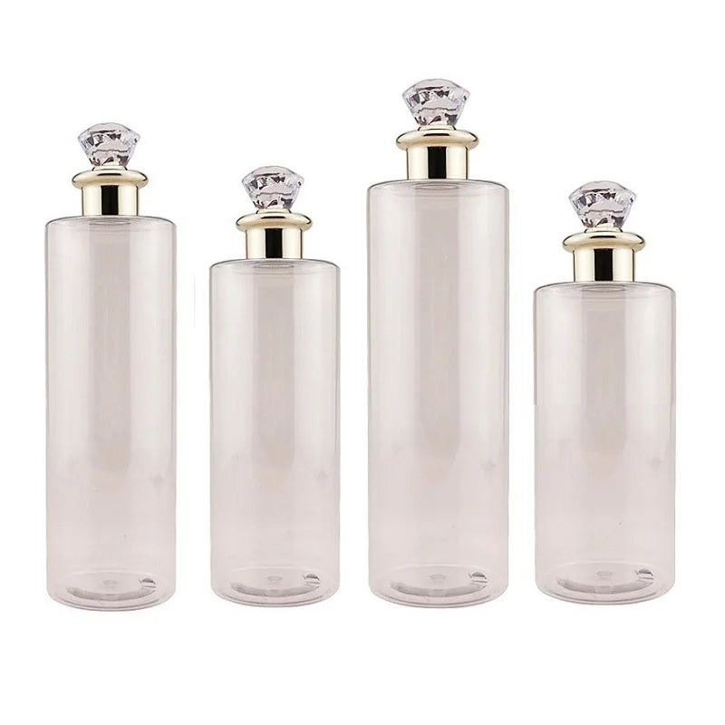 Transparent Plastic Bottles Empty Toner Luxury Rhinestone Lid Lotion Shampoo SPA Refillable Bottle 200ml 300ml 350ml 400ml 500ml