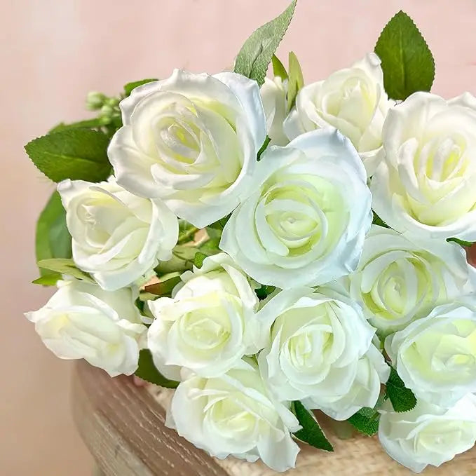 Wholesale Price Real Touch Artificial Single Silk White Flowers Realistic Rose Bouquet Long Stem for Home Wedding Decoration