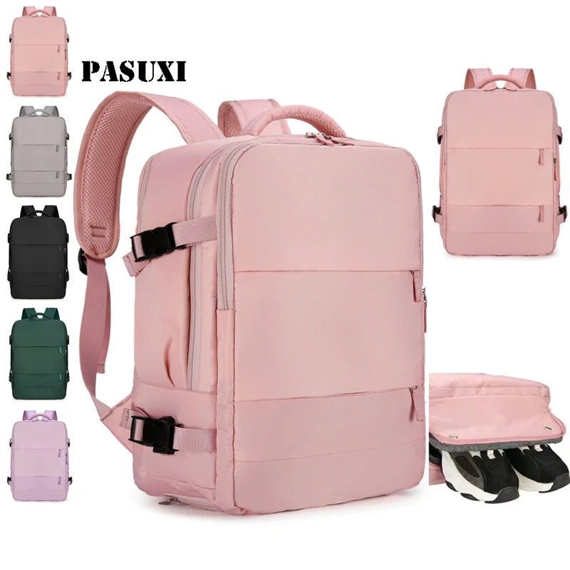 PASUXI Waterproof Anti-Theft Large Capacity 20-35L Travel Backpack USB Charging Laptop Business Luggage with Polyester Lining