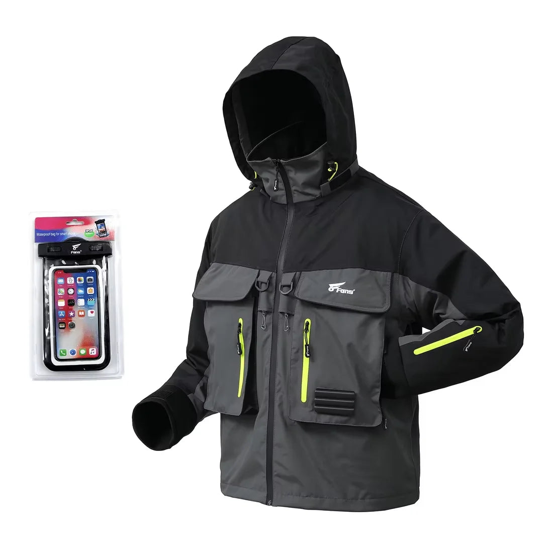 8Fans 2-Layer Comfortable Fishing Jackets Breathable and Waterproof with Cotton Filling and Zipper Closure
