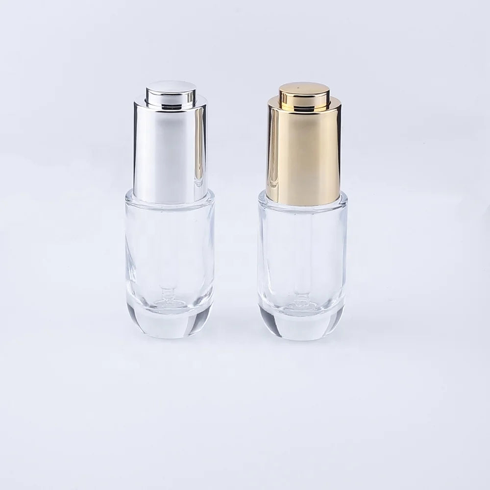 Transparent Packaging Cosmetics Body Parts 15ml Glass Clear Essential Oil Serum Bottle Luxury With Dropper