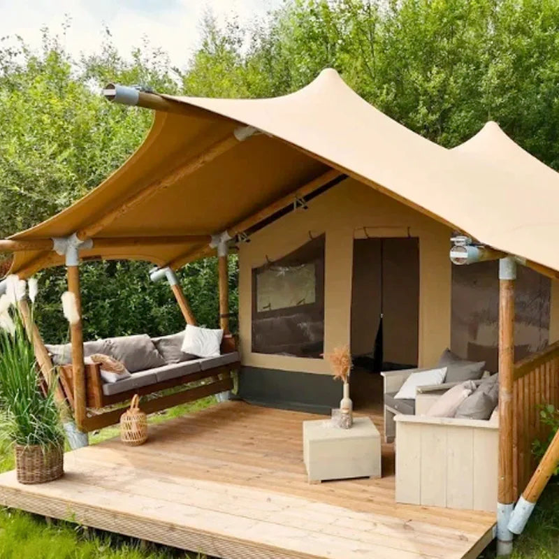 Durable Waterproof Safari Tent - Luxury Glamping Tent with 1 Year Warranty for Outdoor Use & African Lodges