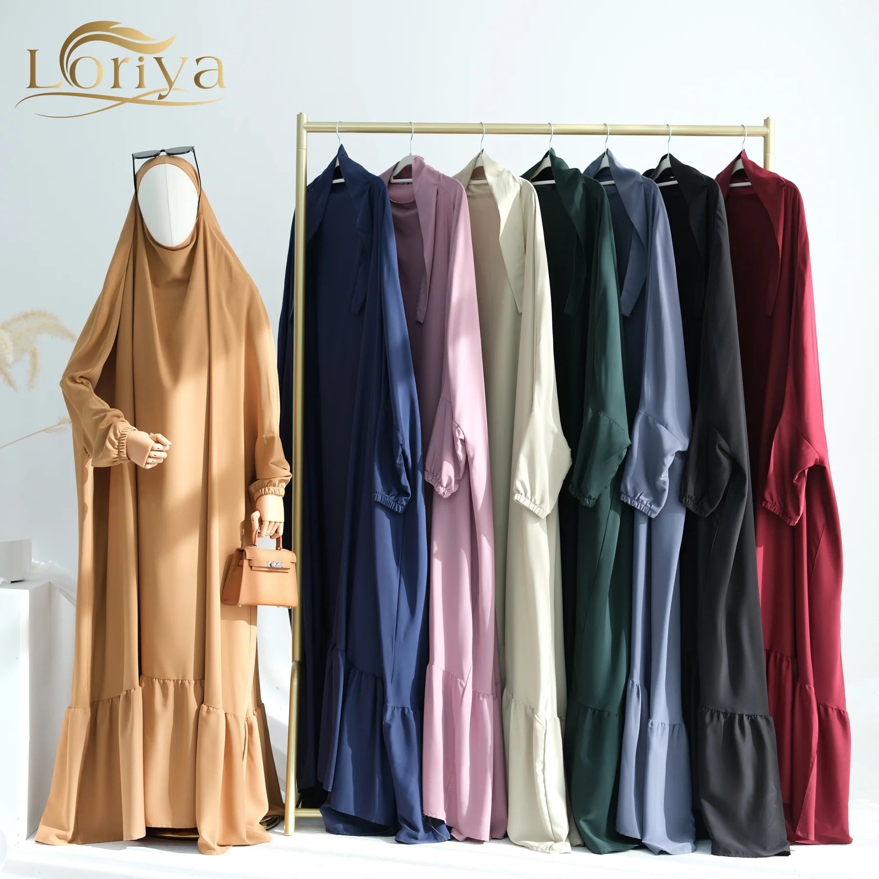 Loriya Wholesale One Piece Jilbab Prayer Abaya Khimar Dubai Abaya Muslim Dress for Muslim Women EID Ramadan Modest Abaya