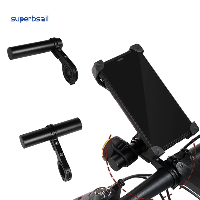 Superbsail Waterproof Aluminium Alloy E-bike Lamp Support 10CM Bicycle Handlebar Extender Bracket Headlight Mount Bar Computer