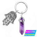 Wholesale Natural Quartz Healing Stone Gemstone Devil's Eye Crystal Palmstone Keychain