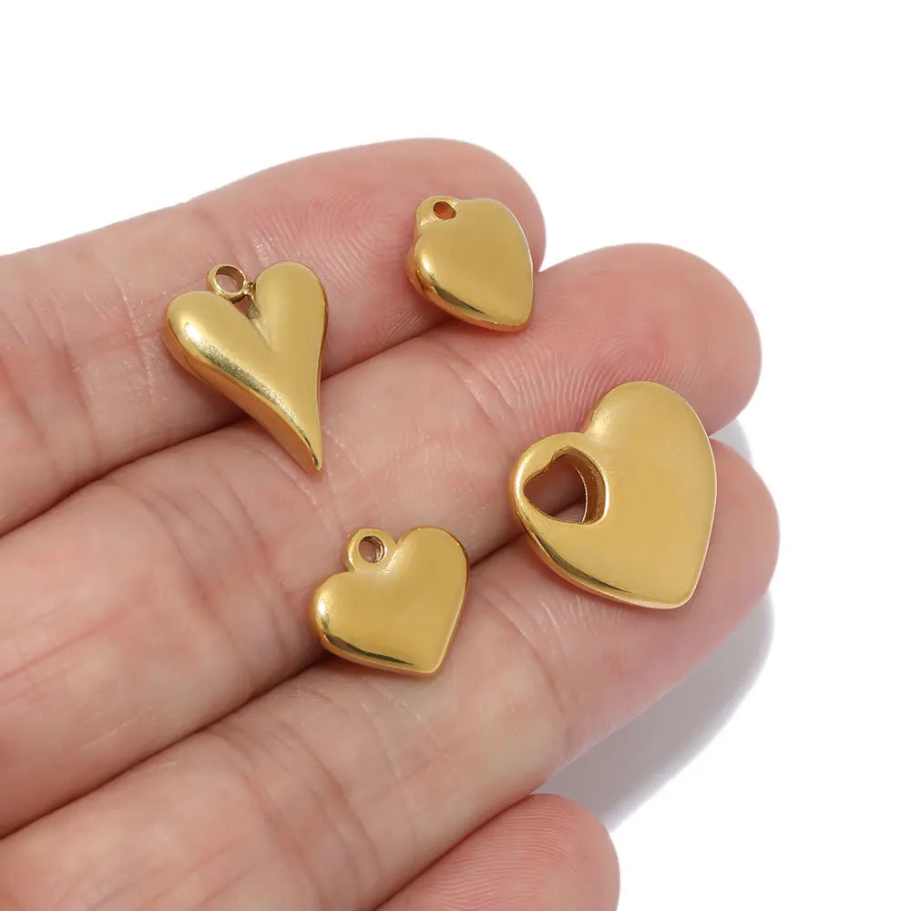 Stainless Steel 18K Gold Plated Three-dimensional Peach Heart love Pendant DIY Bracelet Jewelry Necklace Accessory