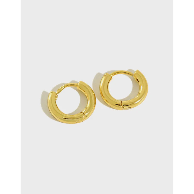 Summer Jewelry 925 Sterling Silver 18K Gold Plated Round Circle Clip Earrings for Women