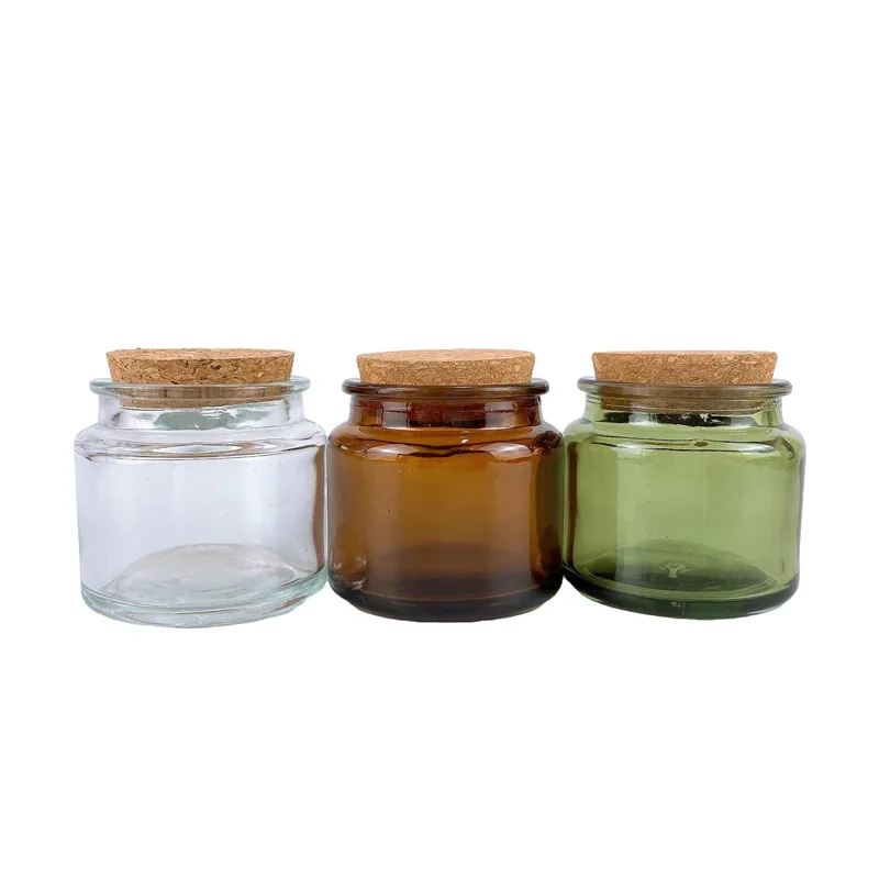 100ml Glass Candle Jar with Bung 200ml clear Amber Green Color Toilet Candle Jar Office Aromatherapy Care Empty Jar