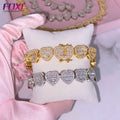 For Jewelry Hot Sale White Gold Plated CZ Heart Tennis Link Chain Trendy Bracelet for Women