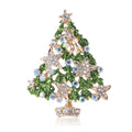 Sparkly Gold Metal Rhinestone Brooch Pin Green Christmas Tree Christmas Jewelry Brooch