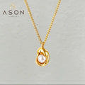 Ason Fashion Jewelry Custom New 18k Pvd Gold Plated Stainless Steel Freshwater Pearl Women Pendant Necklace for Party Daily