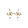 Minimalist and Elegant Perforated Jewelry S925 Sterling Silver Geometric Zircon Cross Stud Earrings