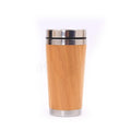 Stainless Steel Bamboo Coffee Tea Cup 450ml Double Wall Thermo Mug Cups With Lid Customized Logo