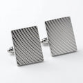 Wholesale Silver Twill Strip Simple Cufflinks Custom Mens Suit Shirt Fashion Accessory Wedding Tuxedo Trendy Jewelry Gift Set