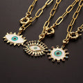 Devil Eye Cubic Zircon Pendant Chunky Chain Necklace for Men and Boys Hip Hop Jewelry 18K Gold Plated CZ Stone Women Choker Gift