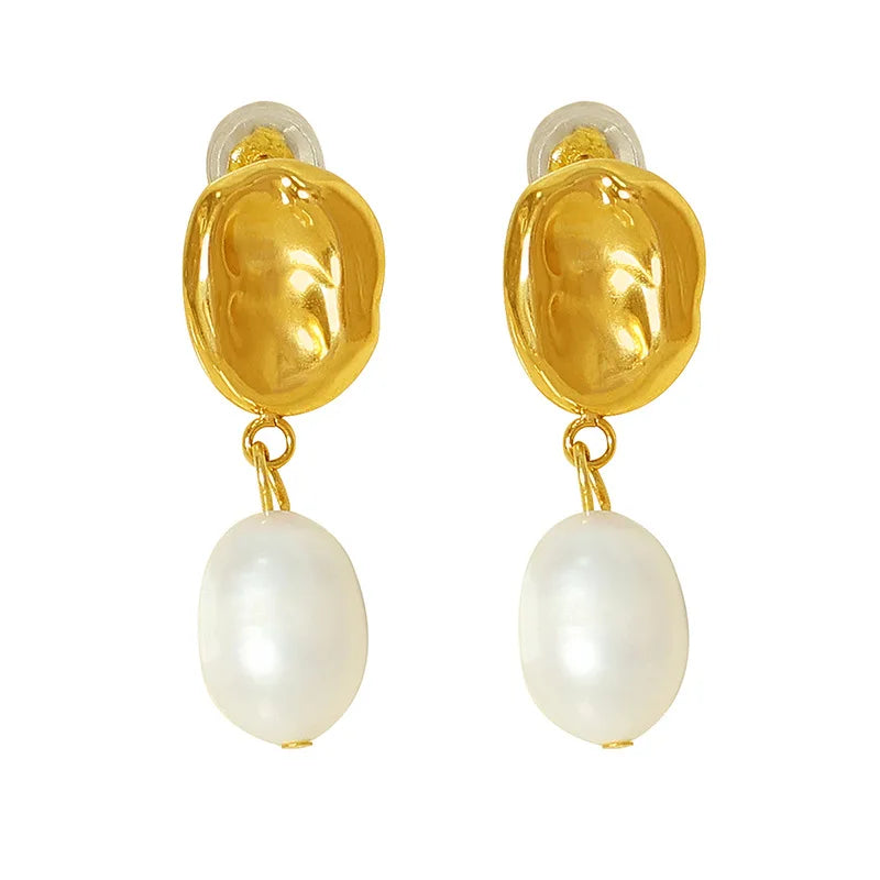 Fenny 18K Gold-plated No Fade Vintage Imitation Baroque Natural Pearl Hoop Earring Trend for Women Wholesale Ladies Jewelry MegaBDM