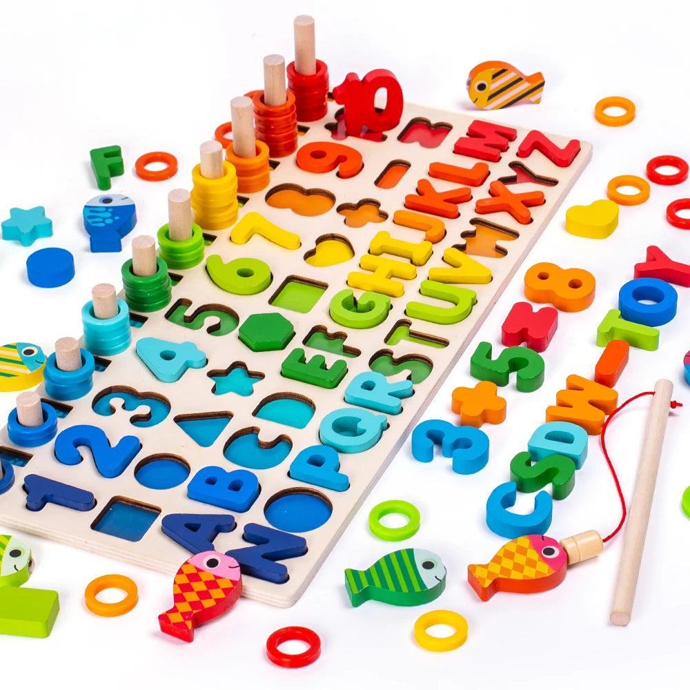 2021 New Design 6 in 1 Wooden Toys Matching Board Early Educational Toys Customized Creative Learning Montessori Toys