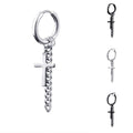 Stainless Steel Cross Earrings for Men  Women 2022  Jewelry Black Silver Long Chain Drop Hoop Earrings