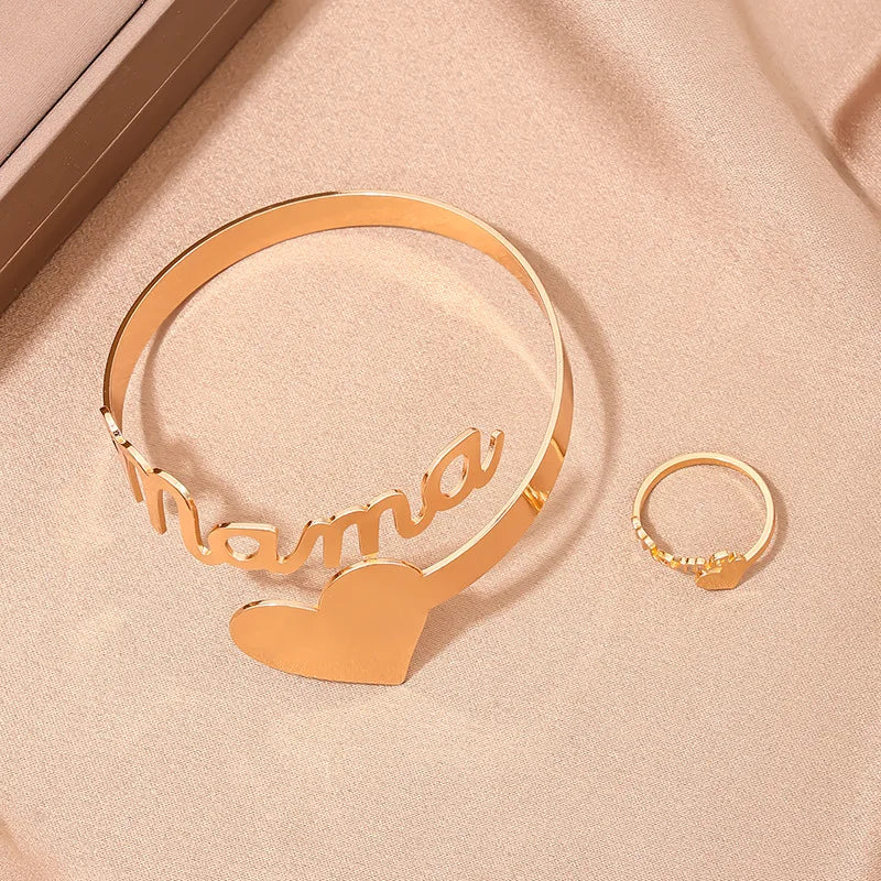 Trendy 18K Gold Plated Initial Bracelet for Women Non-tarnish Stainless Steel bangle Jewelry Personalized Gift for Mom bangle