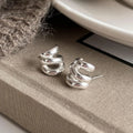 925 Sterling Silver Ripple Statement Earrings INS Minimalist Stud Earrings Corrugated 18K Gold Earrings Women